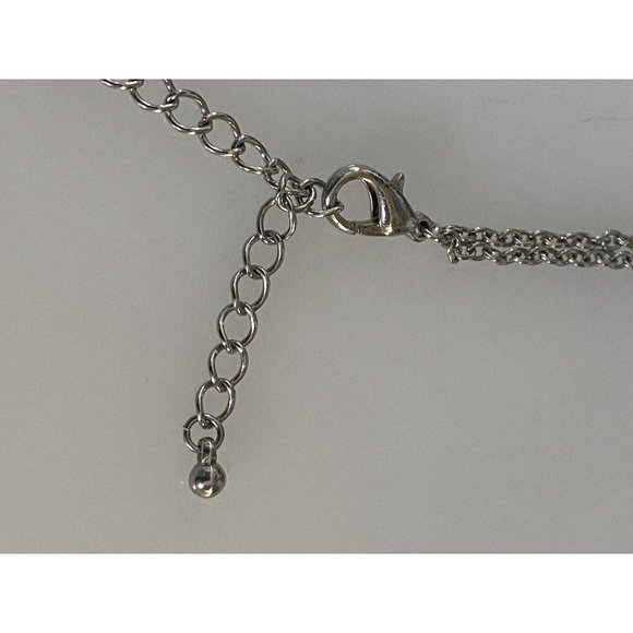 Silvertone Large Oval Cross Shaped Faux Turquoise Stone 16” Necklace Pendant Box - Picture 14 of 16